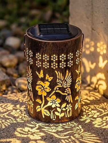  kolibri napelemes lámpás kerti dekoráció, fémből készült, vízálló kültéri lámpák, napelemes dekoratív lámpák árnyékvetítéssel, ajándékok nőknek, anyukáknak, nagymamáknak