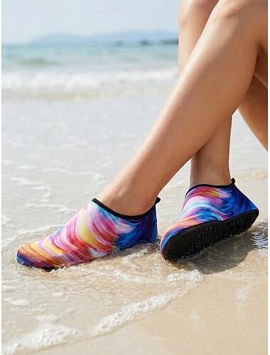  أحذية مائية نسائية مطبوعة بألوان زاهية، جوارب مائية سريعة الجفاف مانعة للانزلاق، أحذية خفيفة الوزن وجيدة التهوية للشاطئ والسباحة والغطس والغوص &ركوب الأمواج