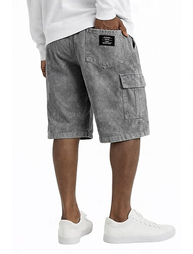  Herr 100% Bomuld Färgade plagg Bleknat kort Casual shorts Syratvättade shorts Ficka Elastisk midja Tvättad Komfort Andningsfunktion Knelängd Ledigt Utomhus Strand Semester Mode Svart Marinblå