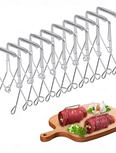  Juego de 10 pinzas reutilizables de acero inoxidable 304 para col rizada, herramienta duradera para cocinar y hornear, pinzas multiusos para freír y alimentos, utensilio de cocina esencial para asar a