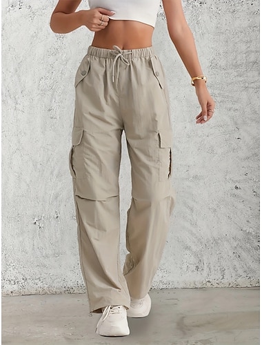  Mujer Pantalones de pierna ancha Pantalones cargo Pantalones de jogging Correa Bolsillo Pantalones / Sobrepantalón Casual Diario Exterior Verano Primavera Otoño Comodidad Secado rápido Dispersor de