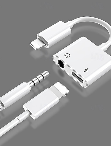  Pacote com 2 adaptadores 2 em 1 de Lightning para conector de fone de ouvido de 3,5 mm &Carregador, adaptador de áudio auxiliar para iPhone compatível com iPhone 14, 13, 12, 11 e SE.