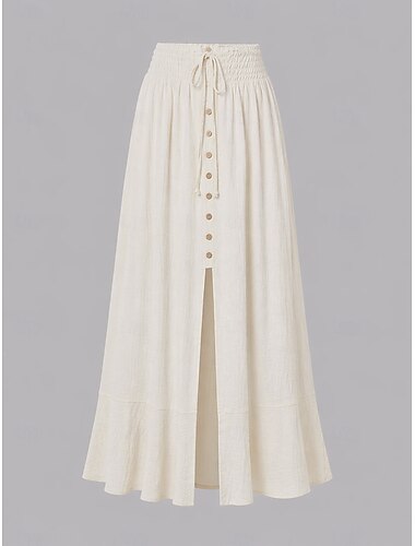  Γυναικεία Φούστα διακοπών Κομψό Βίντατζ Μοντέρνα Καθημερινό Μακρύ Μεσαία Μέση Φούστες Μαύρο Λευκό Καλοκαίρι