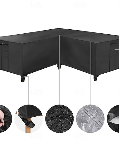  Capa para móveis de jardim, capa para sofá em L, capa impermeável para sofá de vime, para móveis de jardim, conjunto de assentos, sofá de canto, conjunto de lounge de canto, lona (270 x 270 x 90 cm,