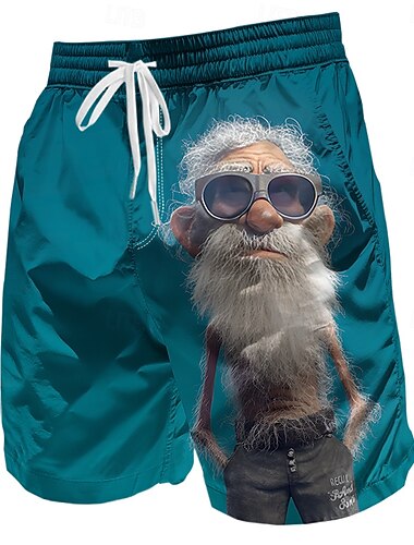  Homens Personagens de Desenhos Engraçado Velhote Calção Justo de Natação Shorts de Natação Bermuda de Surf Cintura Média Retro Vintage Ao ar livre Férias Dia a Dia Bolsos laterais Forro de malha