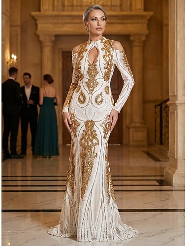  בתולת ים  חצוצרה שובל קורט שמלות נשף שמלות ערב שמלת נשף לבוש רשמי אלגנטית מדבקות עם נצנצים שרוולים קצרים המלכה אן נשף רקודים רשמי נצנצים עם נצנצים