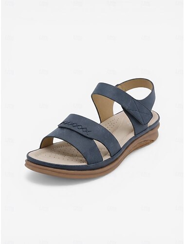  Damessandalen met blauwe voetboogondersteuning – comfortabele sandalen met verstelbare enkelband, gevoerde, lichtgewicht casual schoenen voor op reis of een wandeling in het park. &dagelijkse kleding