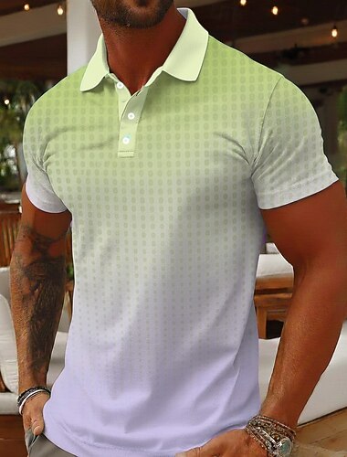  Per uomo Sfumatura Geometrico Polo Manica Corta Magliette polo Camicie con Colletto Casual Athleisure Abbigliamento quotidiano Stampa 3D Bottoni Tessuto retato traspirante Primavera & Estate Blu