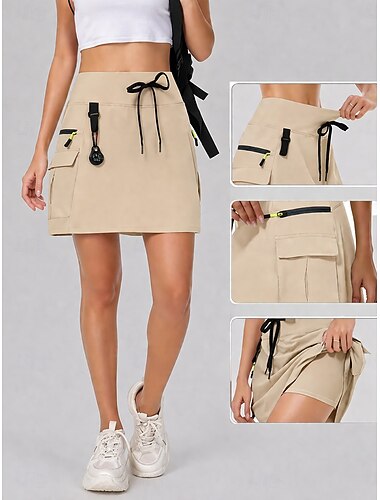  Dames Tennis- en golfrokken Elegant Mini Hoge taille Rokken Inelastisch Zwart khaki Zomer