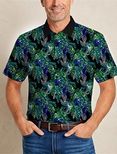  Retro / vintage Hippie 1970erne قميص Aloha skjorte Korte ermer Hippie Blad Kostyme Herre musikk festival Fest Dagligdagstøy Voksne Trøye Vår sommer