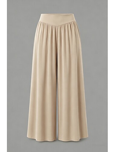 Femmes Culottes Jambe Large Jambe large Chinos jupe-short Vacances Mode Streetwear Longueur complète Taille haute Uni Coupe haute Confort Extérieur Micro-Élastique Quotidien Vacances Rue Carmin Gris