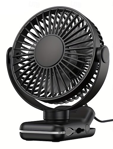  USB-klipsvifte, 720° roterende bærbar liten bordvifte for barnevogn, kontor, seng, sovesal, hjem. Stille personlig kjølevifte med 3 hastigheter, USB-drevet minivifte med plugg (ingen batteri