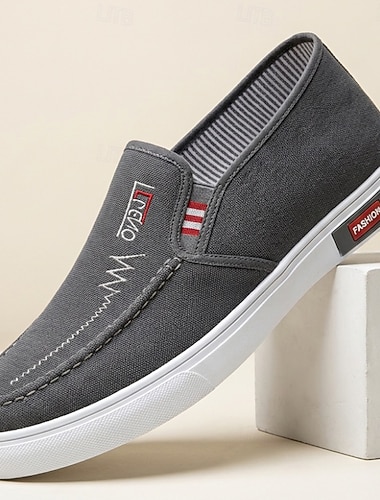  herre grå slip-on casual joggesko lette komfortable tursko pustende lave sko for daglig bruk, reiser, pendling og enkel smart casual stil
