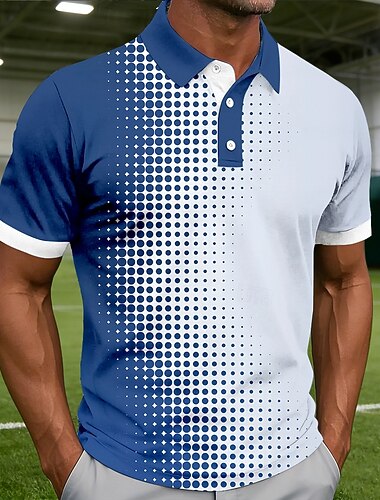  Per uomo Geometrico Linea Polo Sportivi Manica Corta Magliette polo Camicie con Colletto Casual Athleisure Abbigliamento quotidiano Stampa 3D Bottoni Estate Primavera Blu Rosso Viola