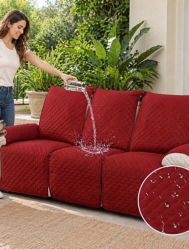  Rutschfeste 3-Sitzer-Liegestuhlbezüge, passend für Leder-Liegestühle, wasserabweisend, kratzfest, Couchbezug für Doppelliege, geteilter Sofabezug für jeden Sitz, Möbelschutz mit elastischen Bändern