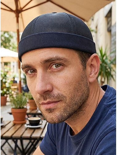  Pălărie docker pentru bărbați, din plasă respirabilă din poliester, căciulă reglabilă fără boruri, în mai multe culori, pentru ținute casual zilnice, vacanțe la plajă, călătorii și stil de vară în aer