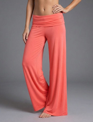  Dames Breed Been Chinese Vakantie Modieus Streetwear Volledige lengte Hoge taille Effen Comfortabel Comfort Zacht Rekbaar Buiten Straat Oranje Zomer Lente Herfst Ruim Passend