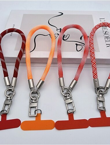  Confezione da 4 cordini da polso universali per cellulare con linguetta di sicurezza, cinturino da polso in corda intrecciata per cellulare, portachiavi anti-smarrimento per iPhone, Samsung e la