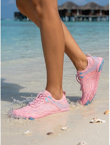  Chaussures aquatiques minimalistes roses et bleues pour femmes, chaussettes aquatiques antidérapantes à séchage rapide, chaussures légères et respirantes pour la plage, la natation, les sports
