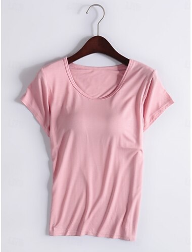  Dame Pyjamas Mote Enkel Fritid Hjem Feriereise Kortermet Crew-hals Svart Hvit Rosa Vin Rosenrød Vår Høst Normal