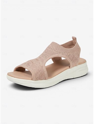  damskie sandały z dzianiny z odkrytymi palcami, lekką amortyzowaną podeszwą, przewiewnym designem i sportowym stylem, idealne do chodzenia i codziennych letnich stylizacji