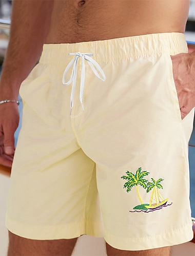  Per uomo Albero di Cocco Piante Tropicali Costumi da bagno Costumi da bagno Pantaloncini da bagno Pantaloncini da Surf Misura del girovita medio Hawaiano Vacanza al Mare Tasche Laterali fodera in