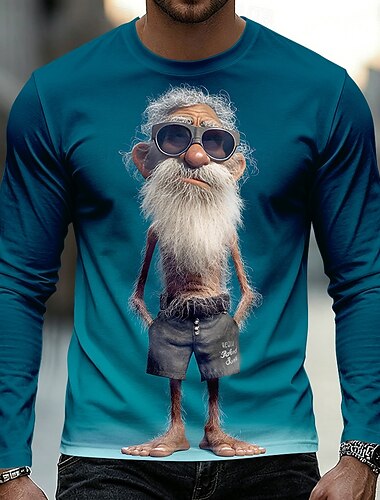  Homme Vieil Homme T-shirt manche longue T-shirt Impression 3D Col ras du cou Chemise Occasionnel Quotidien Vacances Rue Bleu Noir Rouge Été Printemps Automne Vêtement Tenue S M L XL 2XL 3XL