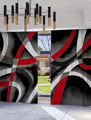  2er-Set Mandala-Gardinen mit geometrischem Muster, Polyester-Fenstervorhänge mit Stangendurchzug, Boho-Stil, maschinenwaschbar, geeignet für Wohnzimmer, Schlafzimmer, Küche, Arbeitszimmer,