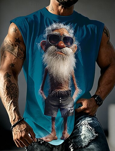  Homme A Ombre Vieil Homme Sous-Vêtements Sans manches T-shirt Impression 3D Col ras du cou Chemise Drôle Occasionnel Quotidien Rue Bleu Noir Rouge Printemps & Été Vêtement Tenue S M L XL 2XL 3XL