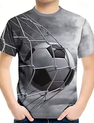  Pojkar 3D Grafisk Fotboll Fotbolls-T-shirts T-shirt Kortärmad 3D-tryck Sommar Vår Sport Mode Streetwear Barn 5-12 år Rund hals Ledigt Dagligen Utomhus Normal