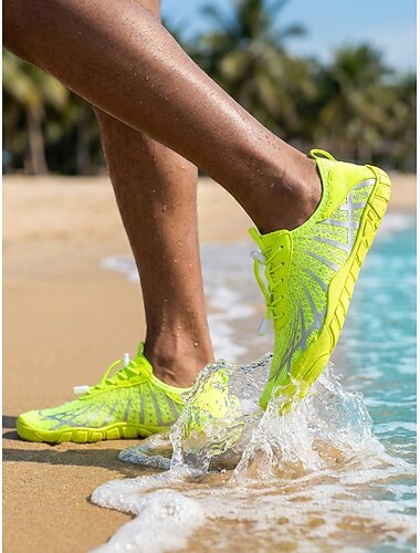  Chaussures aquatiques vert fluo pour hommes, à séchage rapide, respirantes et légères, antidérapantes, idéales pour les activités nautiques, la natation, les promenades sur la plage, le kayak, les voyages côtiers et les sports de plein air.