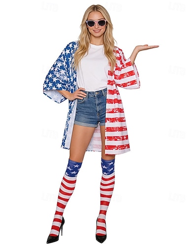  Finkostym Originell Patriotisk Vuxna Unisex Självständighetsdag 4 juli Fest Parad Klä ut