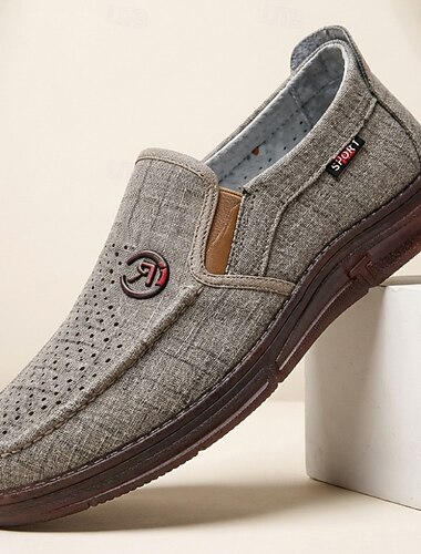  herrgrå slip-on casual loafers lätta, andningsbara och bekväma promenadskor mjuka vardagsskor för dagligt bruk, resor, bilkörning, kontor och avslappnad smart casual-stil