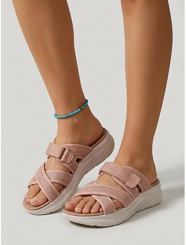  Sandali sportivi da donna rosa con cinturino regolabile – ciabatte comode e imbottite, traspiranti, a punta aperta, ideali per viaggiare, per le vacanze e per la spiaggia. &abbigliamento quotidiano