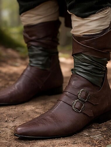  Medeltida kostymer Renässans Skor Poulaines Pirat Alf Viking Maskeradkläder Herr Viking fantasi Halloween Karnival Prestanda LARP Ren Faire Vuxna Skor