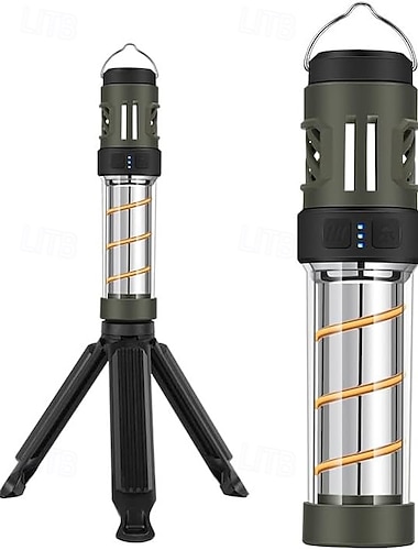  LED-oppladbar lommelykt campinglykt med dobbel oppvarming, frastøtende, bærbar, magnetisk design, stativmontert buzz-avvisende lys for terrassecamping