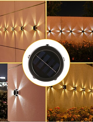  4 יחידות מיני סולארי חיצוני אור אטום לגשם אווירה גן מנורת גדר זרקורים סידור מרפסת חיצוני מנורת מכונת כביסה קיר