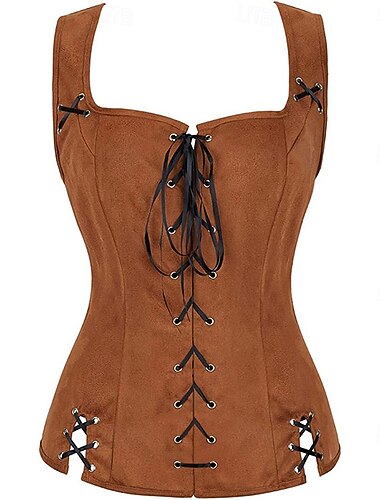  عتيق / معتق العصور الوسطى عصر النهضة مشد قرصان الفايكينج الجان ملابس تنكرية نسائي سيلتك قرصان خيال عيد الرعب مهرجان حفلة تنكرية كاجوال / يومي LARP رن فير بالغين مشد