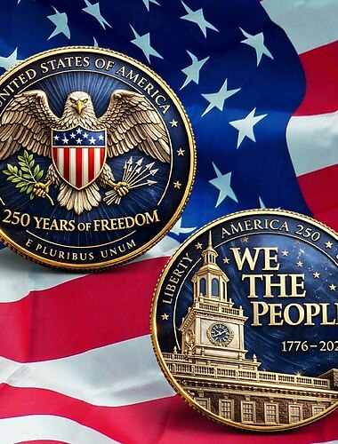  Amerikansk minnemynt til 250-årsjubileum 1776–2026, patriotisk medalje for hvithodeørn, e pluribus unum, 250 år med frihet, samlergave fra amerikansk historie