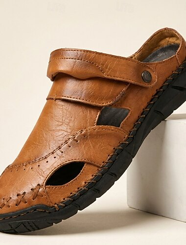  Sandales de pêcheur marron pour homme, chaussures d'été décontractées à bout fermé, légères et confortables, idéales pour les voyages, les vacances, les loisirs quotidiens et les journées chaudes.