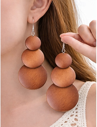  Boho tre-øredobber til dame, vintage geometriske dingle-øredobber i flere stiler for strandferie, sommerferiested og hverdagsbruk