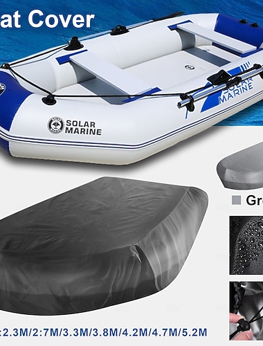  Capa de borracha impermeável para caiaque, proteção UV contra sol e poeira, capa para bote inflável com espaço para armazenamento, adequada para barcos de 12 a 17 pés, capa protetora preta tamanho P,