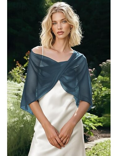  Sjal til kvinner Mors wraps Brudeomslag Bryllupsgjestens wraps Kappe Elegant damer Formell Stil Ermeløs Chiffon Bryllup Wrap Med Ren Farge Til Daglig Vår sommer