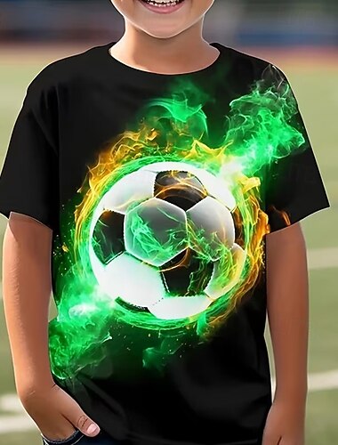  Garçons 3D Graphique Football T-shirts de football T-shirt Manche Courte Impression 3D Été Printemps Sports Mode Streetwear Enfants 4-12 ans Col Rond Occasionnel Quotidien Extérieur Coupe régulière