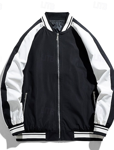  Per uomo Blocco di colori Calcio estivo Partita globale Giaccia da corsa Giacca da esterno Giacca da baseball Primavera Autunno Tasche Cerniera Blocco di colore Manica Lunga Antivento Asciugatura