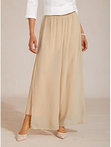  Dame Bred Bukseben Elegant Full lengde Medium Midje Helfarge عادي Multi Layer Elastisk Daglig Arbeid Formell Mink Sommer Vår Høst Løstsittende