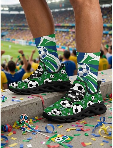  scarpe da ginnastica da uomo con stampa a tema calcio – scarpe sportive leggere e traspiranti con motivo a pallone da calcio, comode scarpe sportive per tifosi, per attività all'aperto e casual