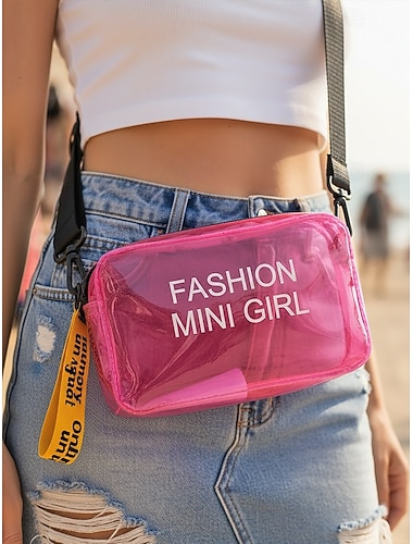  Dames crossbodytas van transparant PVC, een veelkleurige, doorschijnende schoudertas met verstelbare riem, lichtgewicht en stijlvol voor strandvakanties, reizen en dagelijks gebruik.