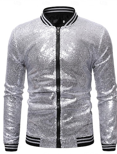  Disco Années 1980 Couleur métalique brillante Manteau Bal Masqué Disco Paillettes Déguisement Homme Mascarade Fête / Soirée Défilé de la Fierté Mois des Fiertés Adulte Manteau