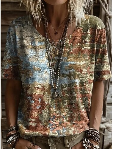  Női Póló Nyomtatott Virágos Grafika Növények Szüret Stílusos Alkalmi Rövid ujjú V-alakú Normál felsők Hétköznapi Napi Hétvége Rust Red Sötétzöld Poros kék Lóhere Szürke Nyár Tavasz